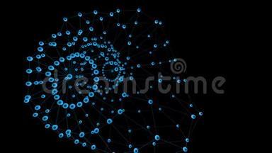 抽象蓝色挥动三维网格或网格的脉动几何物体。 用作抽象卡通游戏背景.. 蓝色